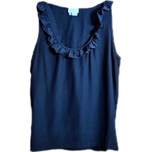 KATE SPADE Womens Ruffle Scoop Neck Collar Sleeveless Silk Blouse Top Shirt 12